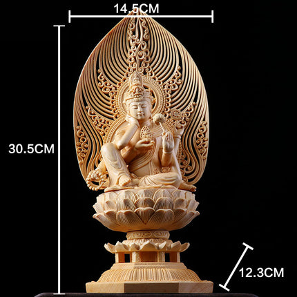 Chinese Cypress Finely Carved Guanyin Ornament