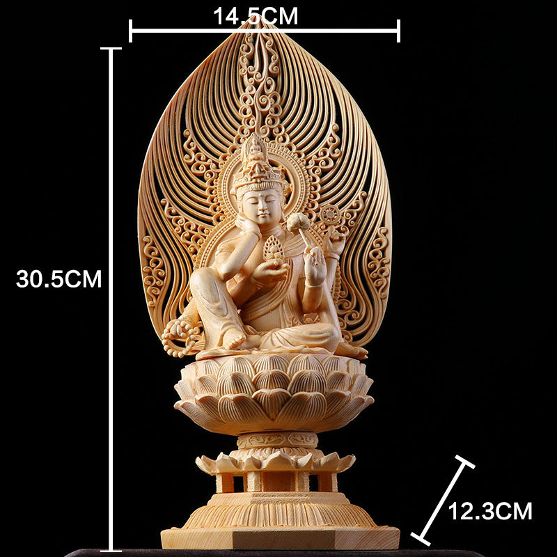 Chinese Cypress Finely Carved Guanyin Ornament