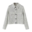 Women's Tweed Patch Pocket Decoration Textured Blazer