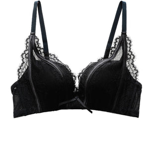 Lace small chest gathered underwear bra