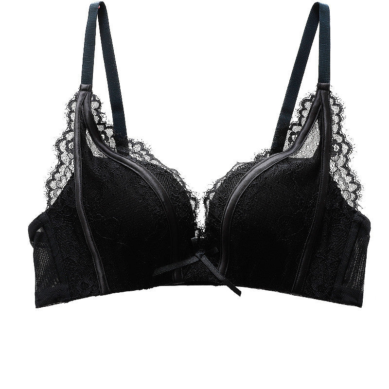 Lace small chest gathered underwear bra