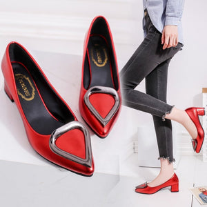 High heels casual triangular buckle shoes
