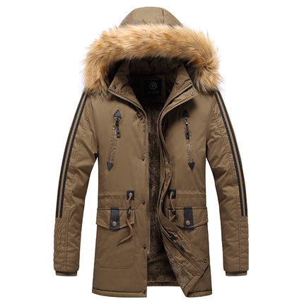Hooded warm cotton jacket mid-length