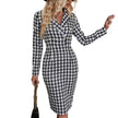 Women's Fashion Digital Printing Houndstooth Dress