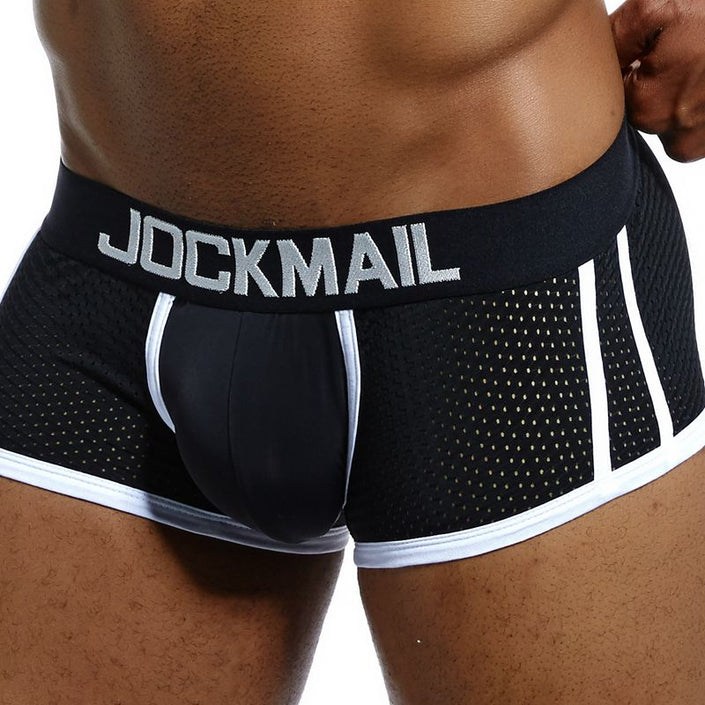 JOCKMAIL Brand Underwear Boxer Men Breathable Mesh Men's Boxers Male Underpants Sexy Gay penis pouch Panties  Mens Trunks Pant