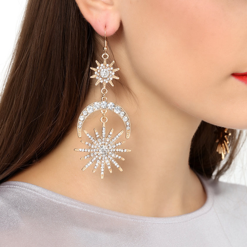 Sun Moon Earrings Metal Alloy Earrings