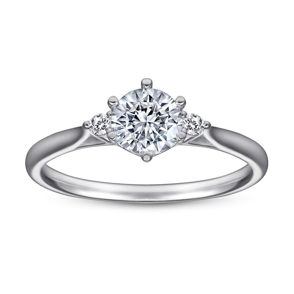 Silver Wedding Ring Women''s Zircon  Fashion Single Ring Fixed Wedding Ring Manufacturer