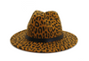 Wide Brim Leopard Wool Fedora Felt Hat For Women