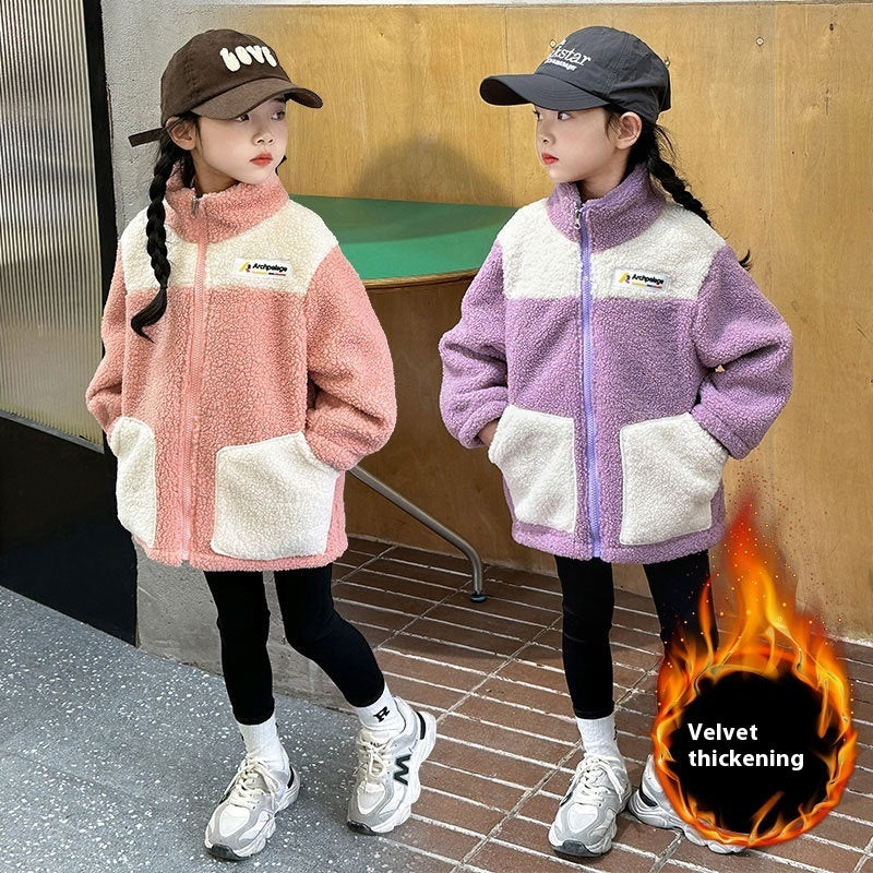 Coat Fashion Casual Girl Boy Thickened Medium And Small Children Winter Coat