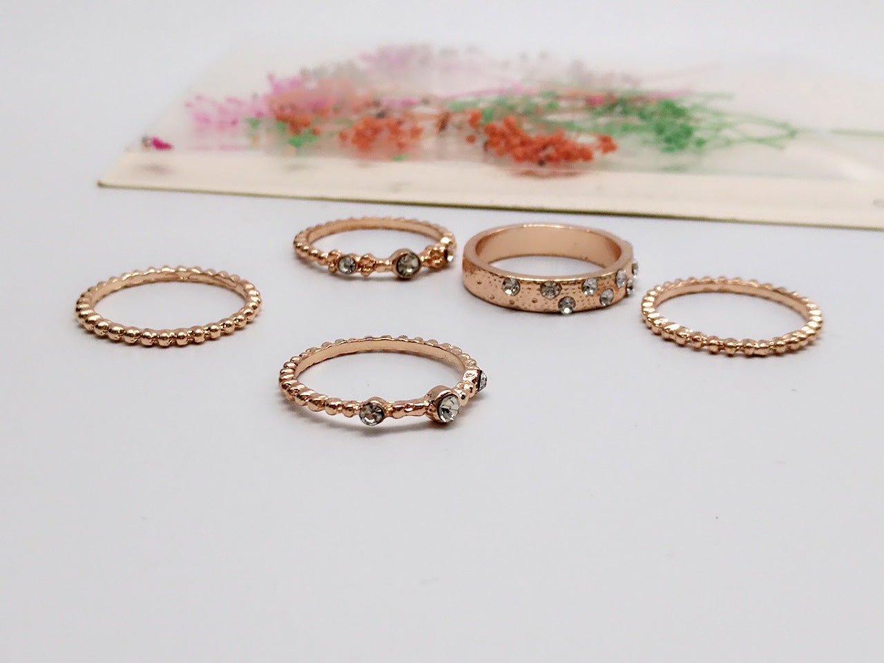 Jewelry Rose Gold Stackable Diamonds Set Of Five Sets Of Rings BohemiaJ