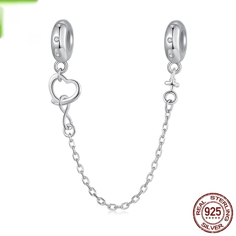 Silver Ziyun Infinite Love Silicone Safety Chain 925 Silver DIY Bracelet String Beads Sub-accessories Charm Mother's Day