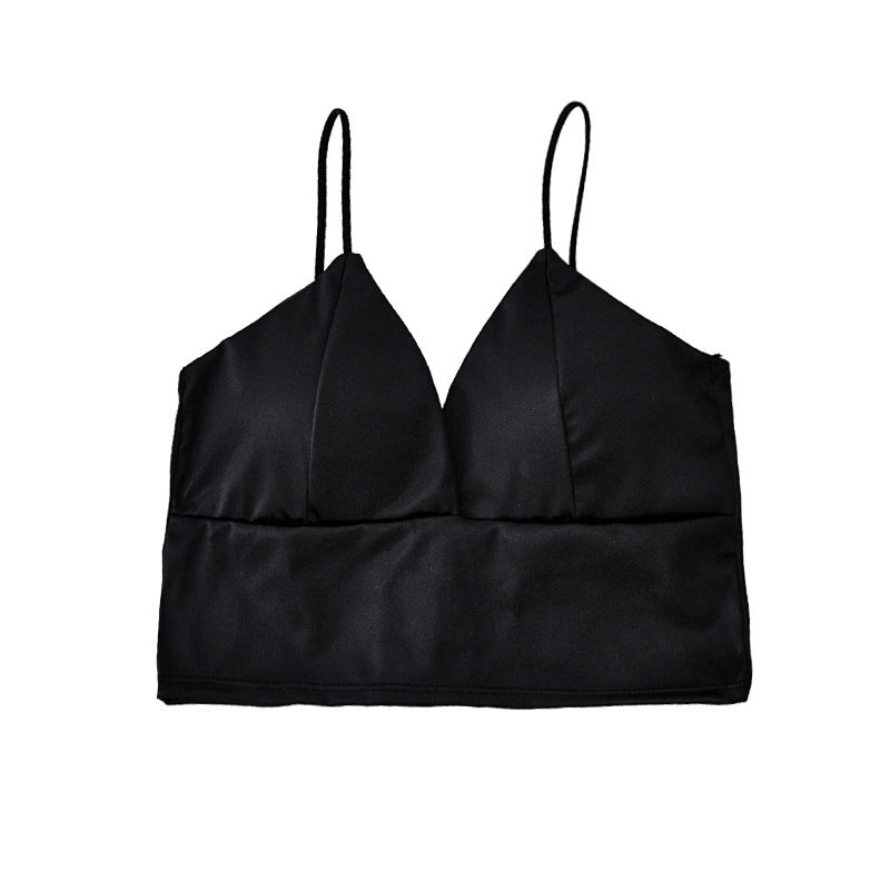 Chest pad satin camisole