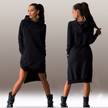 fashion irregular hooded long-sleeved dress sweater