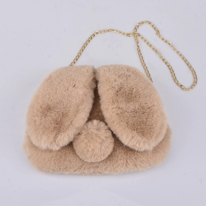 Women's Fashion Portable Rabbit-shaped Plush One-shoulder Satchel