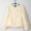 ladies fur coat long-sleeved women drift coat jacket wool coat V word collar