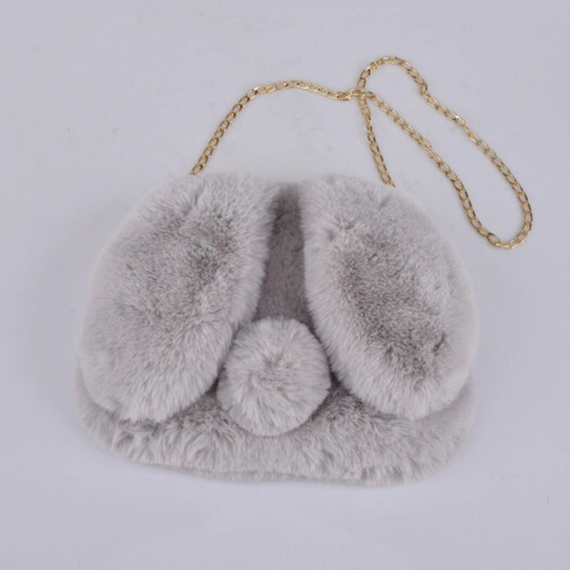 Women's Fashion Portable Rabbit-shaped Plush One-shoulder Satchel