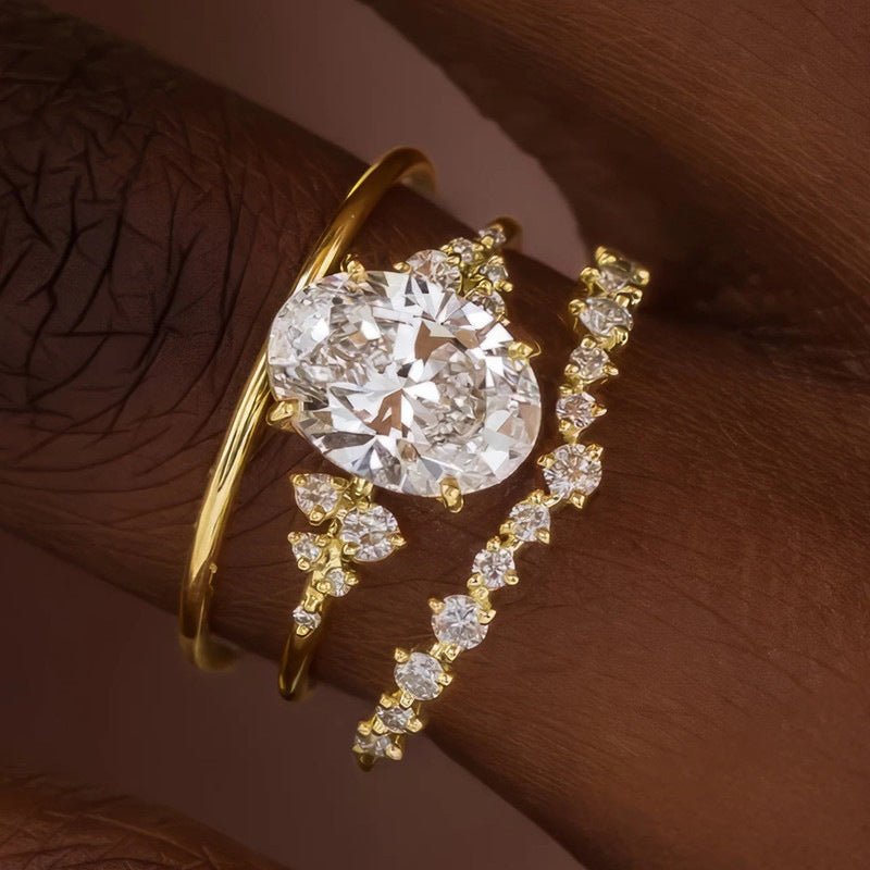 Affordable Luxury Style High-grade Ring Three-piece Set