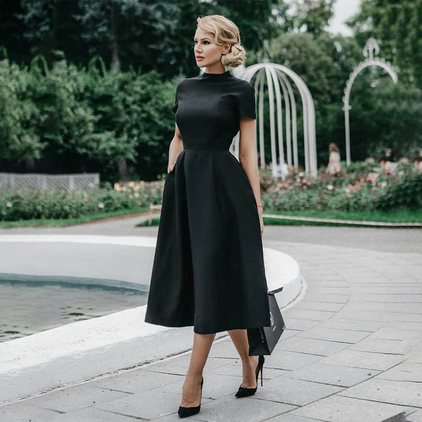 Black short sleeve women's dress