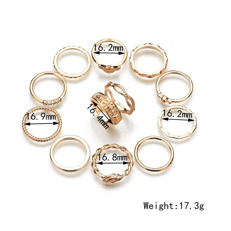 fashion ring set 12-piece ring set diamond ring ring joint ring female ring