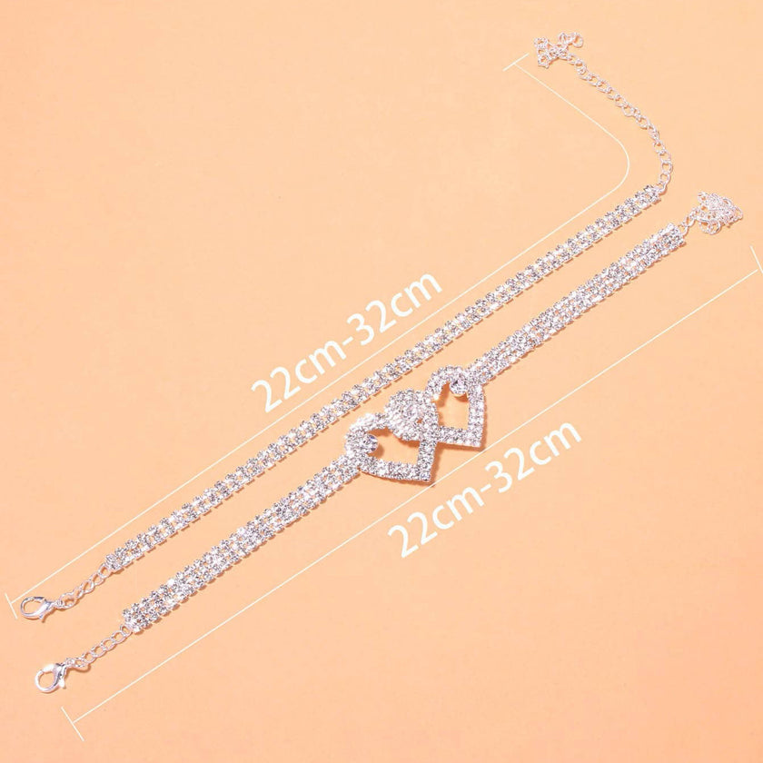 Personalized Double Heart Bracelet Anklet