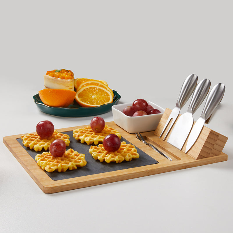 Natural bamboo slate creative western style pizza dish