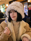 Rabbit Fur Hat Women's Autumn And Winter All-matching Thickened Plush Knitted