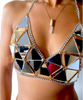 Acrylic Sandy Beach Tops Gold Silver Spaghetti Strap Sexy Chic Backless Solid Top Club