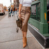 Retro slim leather skirt