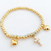 Heart Cross Zircon Bead Bracelet