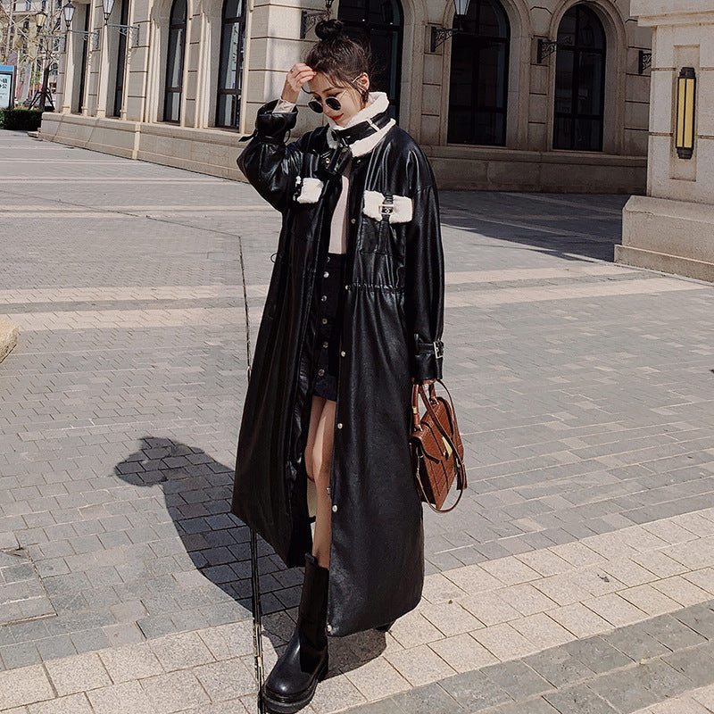 Pu Fur Coat Rabbit Fur Pie Overcoming Cotton Coat Women