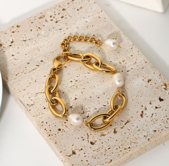 Ins Fashion Stainless Steel Chain Bracelet 18K Gold Plated