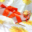 Women's shoes high heels straps with Flowers