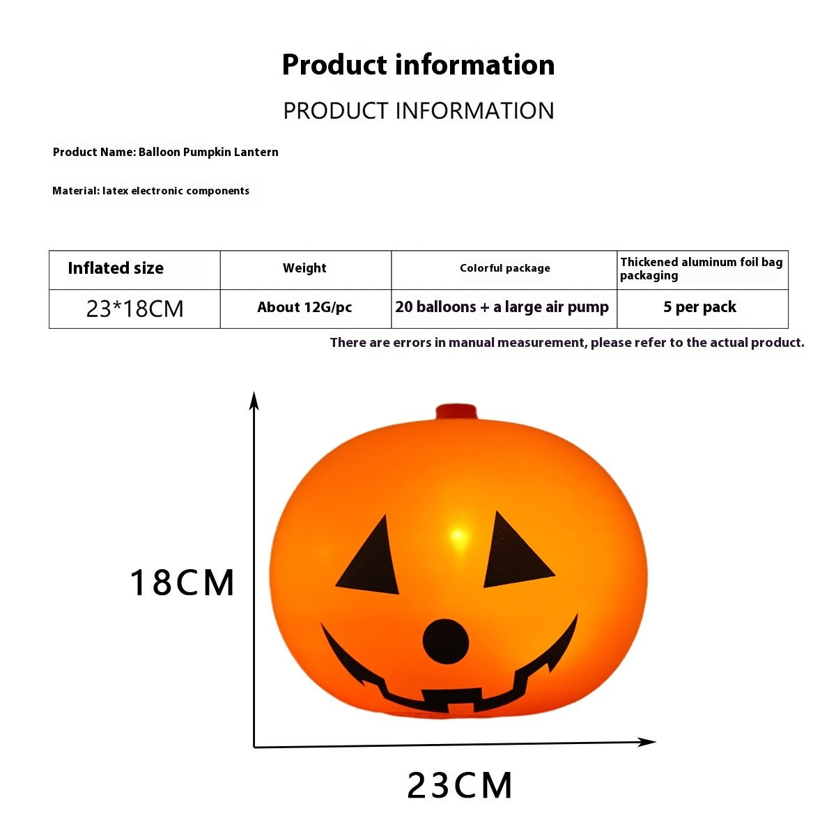 Halloween Light-emitting Pumpkin Balloon Pumpkin Lamp