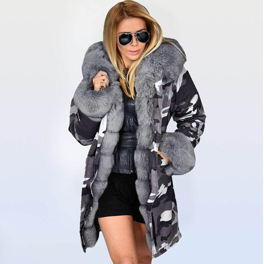 European and American women's long cotton coat