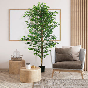 6ft Artificial Tree, Indoor Fake Ficus with Pot, for Home Office Living Room Decor