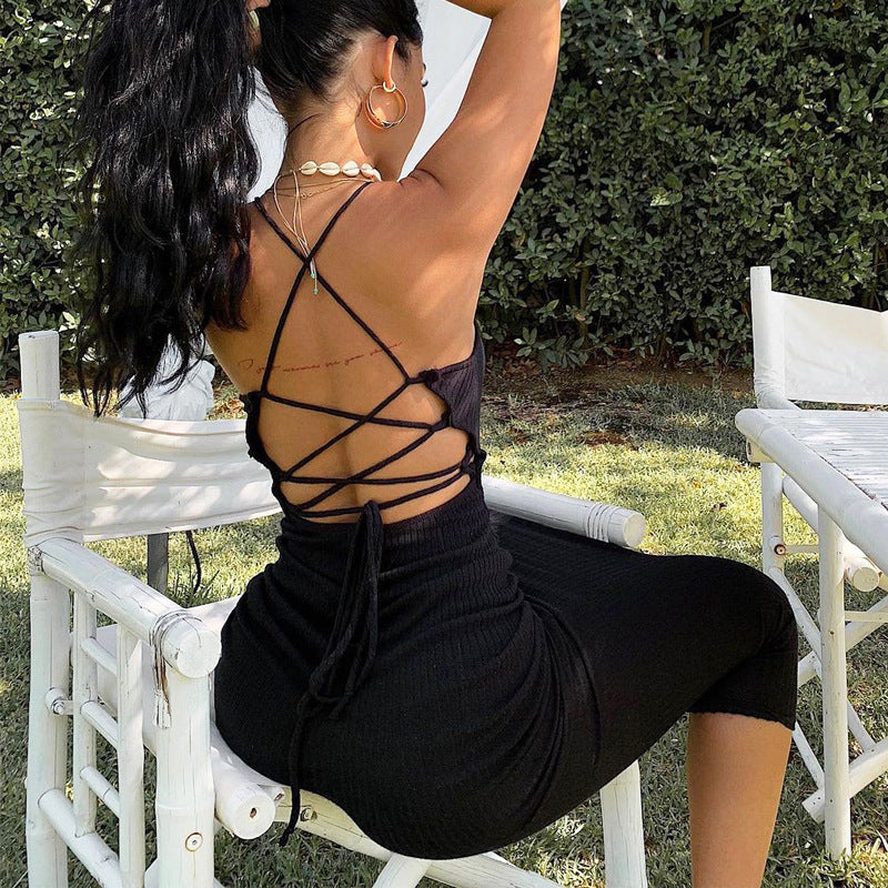 Halter Back Strap Dress Temperament Skirt Women