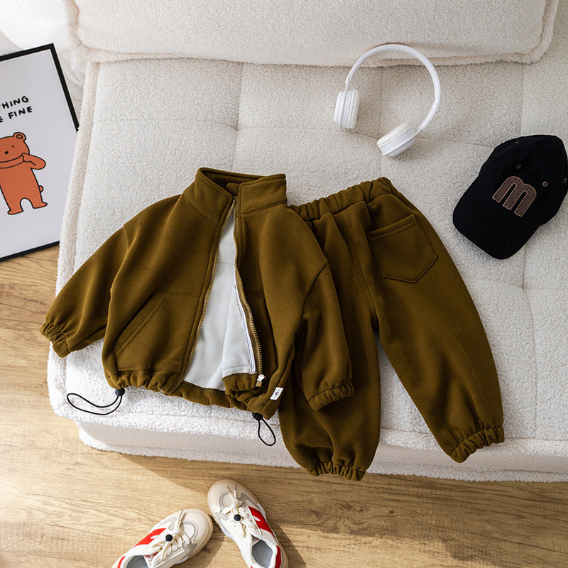 Sports Zipper Coat Children's Two-piece Suit