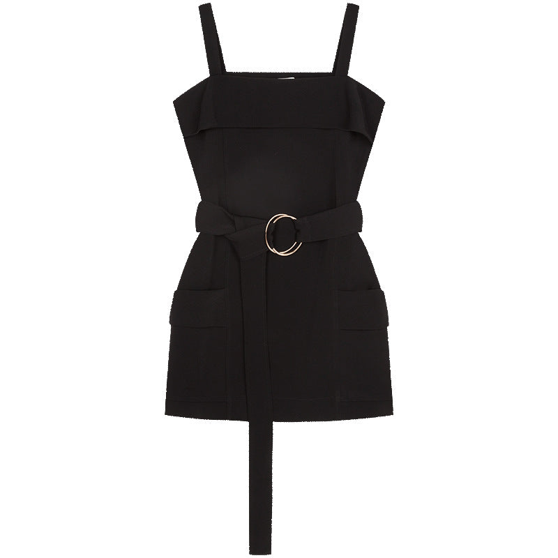 Backless Sleeveless Slim Short Skirt Black Dress Dress