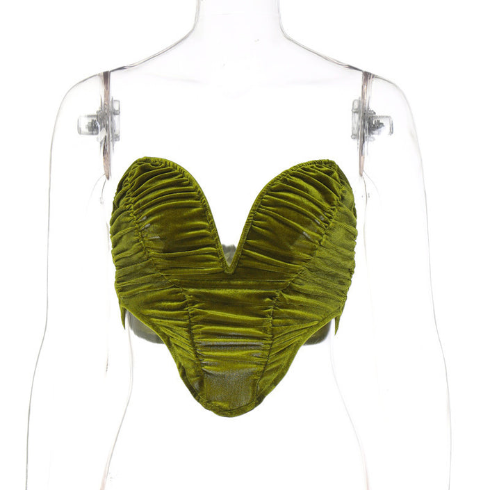 Women's New Style Pleated Sexy Heart-shaped Chest-wrapped Camisole