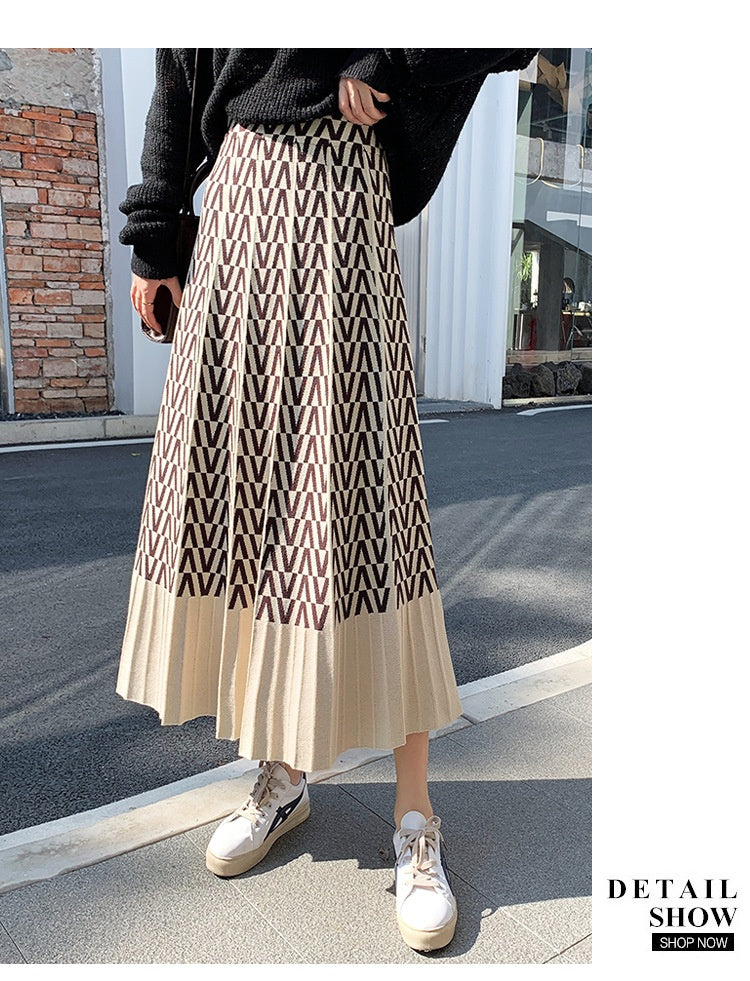 Pleated A- Line Large Hem Thick Wool Dress