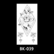 Black and white sketch flower tattoo stickers