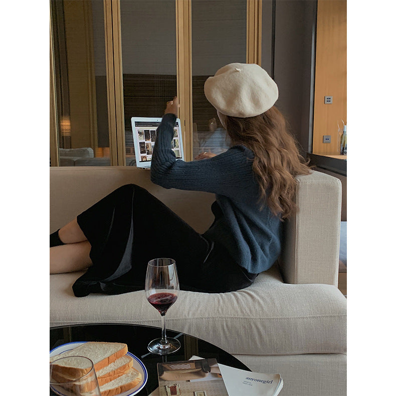 Vintage Short Wool Knitted Cashmere Cardigan For Women