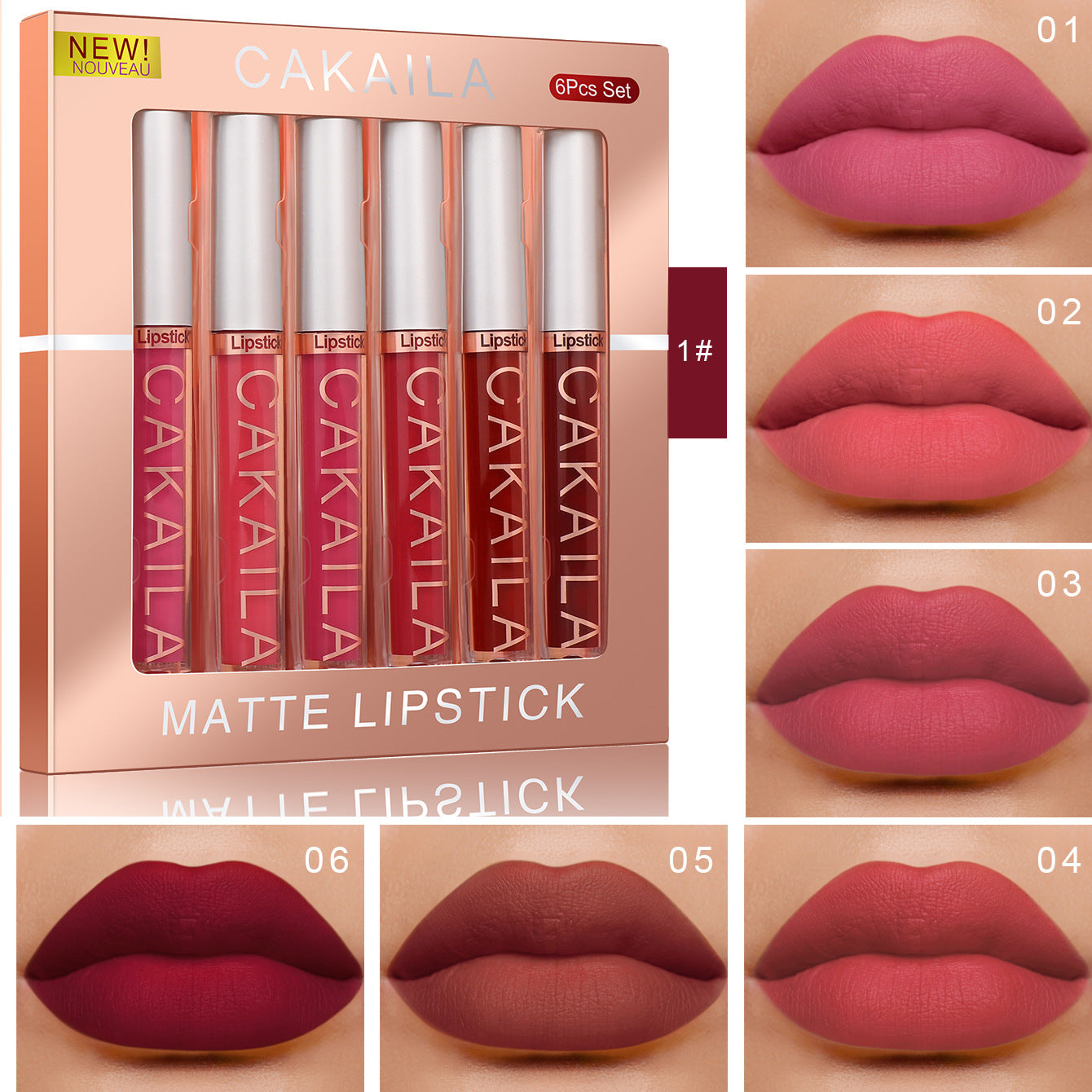 Matte Nonstick Lip Gloss Set Of 6