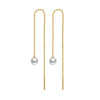Stainless steel tassel pearl earring threading earrings