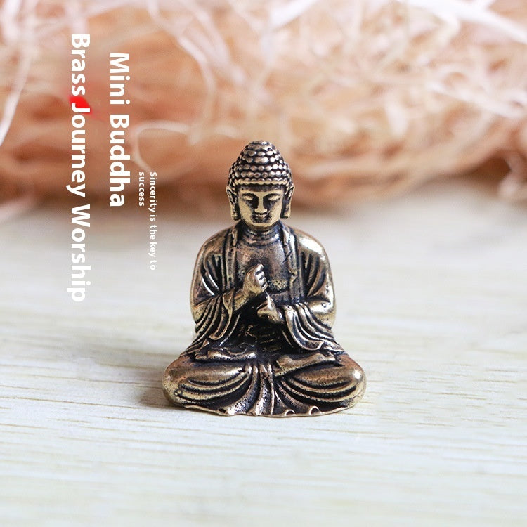 Brass Buddha Statue Mini Sakyamuni Buddha Car Decoration