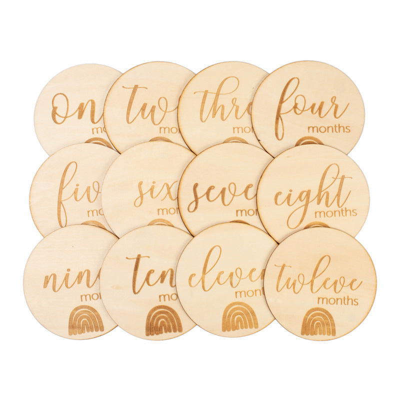 Wooden Baby Baby Growth Commemorative Card Photo Props
