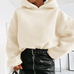 Solid color fur hooded loose coat