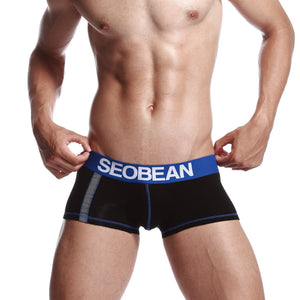 Dark Blue Cotton Men's Underwear Reflective Stripe