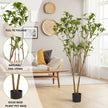 5.2FT Artificial Tree Natural Look Citrus Faux Tree Artificial Floor Plant W Leaves & Flowers For Home Office Patio Decor