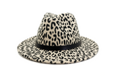 Wide Brim Leopard Wool Fedora Felt Hat For Women